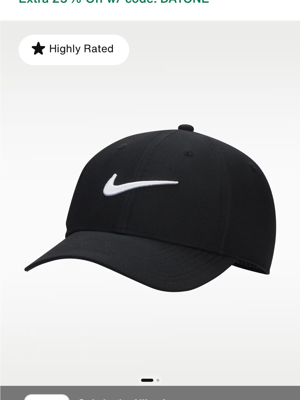 Nike Black Cap with White Swoosh Heel Tab